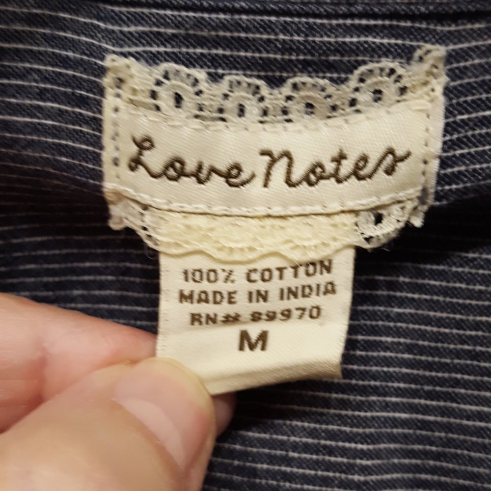 Love Notes Shirt Long Sleeve Button Down Size Medium - Picture 4 of 6